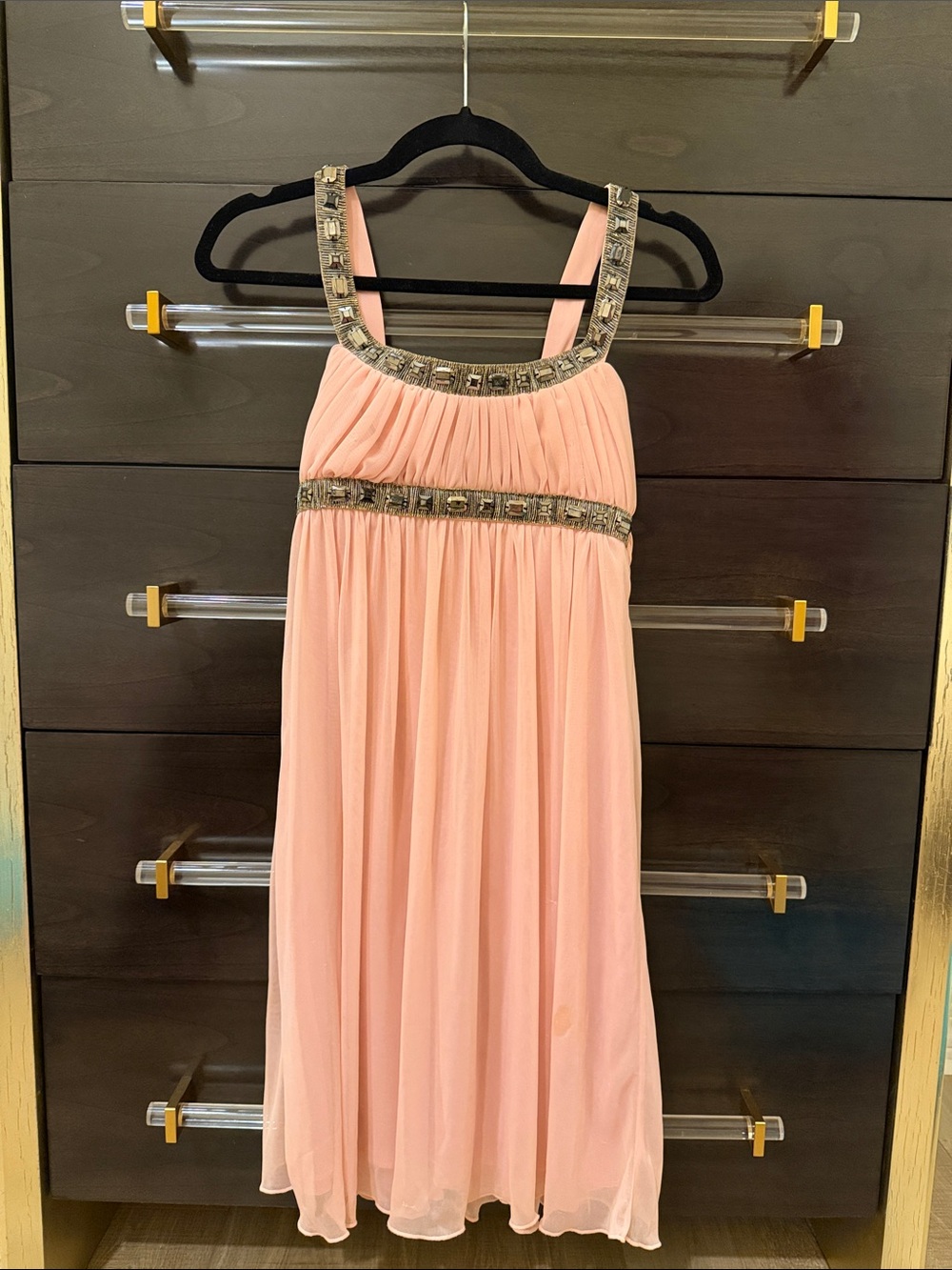 City Studio Pink Chiffon Embellished Formal Dress